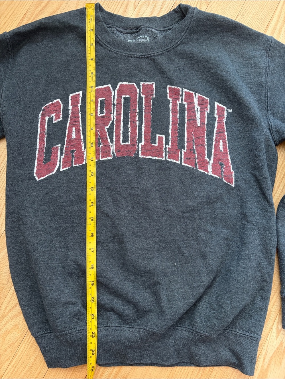 Carolina Crewneck Sweatshirt in Charcoal with Maroon Chest Print - Picture 3 of 4
